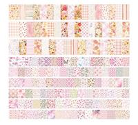 URROMA Lot de 200 feuilles de papier pour scrapbooking - Motif floral rose - Fournitures de fabrication de journaux - Album photo
