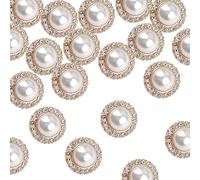 URROMA Lot de 30 boutons ronds en acrylique avec fausses perles avec strass, dorés, rétro, vintage, à coudre, pour loisirs créatifs, 23 mm