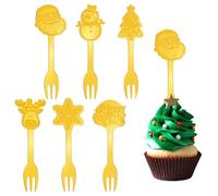 URROMA Lot de 30 décorations de Cupcakes en Forme de Fourchette à gâteau, en Acrylique doré, pour décoration de Bricolage