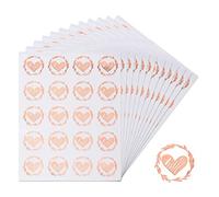 URROMA Lot de 30 feuilles de sceaux transparents en forme de cœur, 600 autocollants ronds en forme de cœur or rose de 3,1 cm pour enveloppes d'invitation de mariage