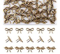 URROMA Lot de 30 mini attaches parisiennes en métal avec nœud doré vintage pour scrapbooking, loisirs créatifs, estampage, 18 mm