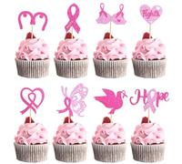 URROMA Lot de 32 décorations pour Cupcakes «Sein d'amour» est la clé pour «Sauver Le Sein» - Disques décoratifs pour gâteaux - Accessoires pour gâteaux