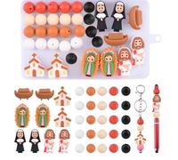 URROMA Lot de 35 perles bibliques en silicone 3D étanches pour fabrication de bracelets, colliers, boucles d'oreilles, stylos et accessoires de bricolage