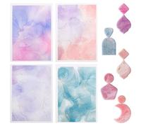URROMA Lot de 4 Feuilles de Transfert en Argile polymère avec Outils auxiliaires pour la Fabrication de Bijoux fantastiques