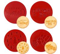 URROMA Lot de 4 tampons en Acrylique avec Inscription « Merry Christmas » pour Fondant, Biscuits, pâtisserie, pâte à Sucre, Cupcakes, Chocolat