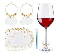 URROMA Lot de 50 breloques en acrylique pour verre à vin, anneaux en forme de nuage pouvant être écrits pour verres à vin, marqueurs vierges pour boissons, mariage, fête d'anniversaire