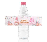 URROMA Lot de 50 étiquettes en papier pour bouteille d'eau « Happy Birthday » - Rose