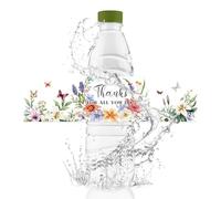 URROMA Lot de 50 étiquettes imperméables pour Bouteille d'eau, Motif Fleurs et Plantes « Thanks for All You Do » pour Mariage, Anniversaire, Remise de diplôme, fête prénatale