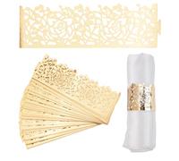 URROMA Lot de 50 Ronds de Serviette en Papier d'aluminium Creux dorés réfléchissants découpés au Laser, Boucle de Serviette décorative pour fête de Mariage, événements spéciaux