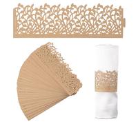 URROMA Lot de 50 ronds de serviette en papier kraft vintage en forme de branche d'arbre pour Noël, Thanksgiving, anniversaire de mariage, décoration de dîner