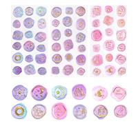 URROMA Lot de 54 autocollants en cire à dorer, motif ciel étoilé, pour enveloppe, invitation, mariage, anniversaire, rose, bleu, violet