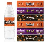 URROMA Lot de 60 étiquettes pour bouteille d'eau Happy Halloween - Étanche - Citrouille - Fantôme - Larmes de fantôme - Fournitures de fête pour Halloween