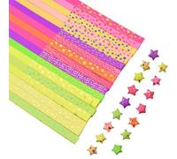 URROMA Lot de 760 Bandes de Papier Étoilé Doré Fluorescent pour Origami, Étoile Porte-Bonheur à Quatre Feuilles, Herbe, Pentagramme, Motif Anglais - Travaux Manuels et Loisirs Créatifs