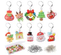 URROMA Marqueurs de Mailles 30 pièce Breloques de Noël pour la Fabrication de Bijoux DIY Marqueurs de Crochet pour Tricot Tissage Couture Quilting Ornement pour Tirette