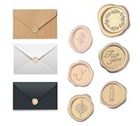 URROMA Mixed Gold Wax Seal Stickers，54 Pcs Soft Foam Golden Vintage Envelope Seals Stickers Antique Adhesive Stamp Stickers for Christmas Wedding Invitations Party Supplies