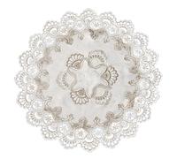 URROMA Napperon Rond brodé, 61 x 61 cm, Nappe Vintage avec Bordure en Dentelle, Nappe de Table Basse pour Chambre, Cuisine, décoration de Mariage (60 x 60 cm)