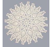 URROMA Napperon Rond Creux, 60 x 60 cm, Beige, Fait à la Main, en Dentelle de Coton au Crochet pour décoration de Table, canapé, Oreiller