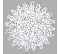 URROMA Napperon Rond Creux, 60 x 60 cm, Blanc, Fait à la Main au Crochet pour Table, canapé, Oreiller, décoration de Table en Dentelle de Coton
