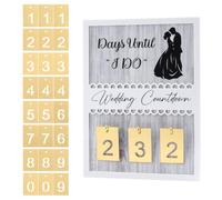 URROMA Panneau de Fan de Mariage, Calendrier de Compte à rebours de Mariage Days Until I Do, Cadeau de fiançailles pour Couples, Saint-Valentin, Anniversaire, 20 x 15 cm