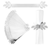 URROMA Rond de Serviette réfléchissant, 50Pcs Reflective Silver Leaf Napkin Clasp Decorative Towel Buckle Wedding Napkin Wraps Band Paper Napkin Holder