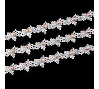 URROMA Ruban de dentelle florale 3D en organza blanc brodé pour couture, loisirs créatifs, robes de mariée et bretelles de 1,4 m