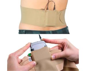 URSA Bandoulière - Lanière de microphone émetteur ultra mince, respirante et extensible. Compatible avec la plupart des émetteurs/récepteurs (Beige, grande taille - grande pochette)