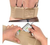 URSA Sangle de taille à double poche - Sangles d'émetteur de microphone ultra fine, respirante et extensible - Compatible avec la plupart des émetteurs/récepteurs (beige, taille S)