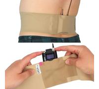 URSA Sangle de taille ultra fine, respirante et extensible pour émetteurs/récepteurs de microphone Compatible avec la plupart des émetteurs/récepteurs (beige, taille moyenne, petite pochette)