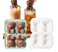 Ursine Freeze Set, Chill Cubes Kit, 4.37x5.7x1.5 Inch Dimension Mold Cooling, Silicone Vessel Form, Bear Geometry Texture, Kitchen Refrigerator Dining Family Drinks Water Whiskey Cocktail Use