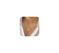 Ursteel Colliers avec initiales pour femme - Collier ras du cou en or 14 carats avec pendentif en forme de pièce de monnaie personnalisée, bijou pour femme, Laiton, Zircone cubique