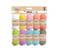 Ursus 10 pelotes de laine pastel 100 pourcent Coton, 10 pelotes de 10 g / 29 m, en 10 couleurs, pour tricot et crochet et pour petits projets d'artisanat, Taille unique