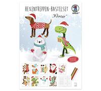 URSUS 10154135 - Kit de Bricolage escalier de sorcière Hiver, Set pour 9 Animaux de Noël en photocarton, Compris Bandes de Papier, modèle, Fil pour accrocher et Instructions de Bricolage