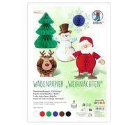 URSUS 1646 00 99 Noël, 6 pièces, env. 22,5 x 32,5 cm, 30 Couches collées, Papier Structure en nid d'abeille, kit de Bricolage pour déco & Figurines, Paper, Multicolor, Taille Unique