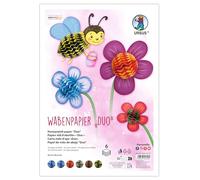 Ursus 1647 00 99 - Papier nid d'abeille "Duo", 6 pièces, env. 22,5 x 32,5 cm, 30 couches collées, papier de bricolage avec structure en nid d'abeille, kit de bricolage pour déco & figurines
