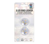 URSUS 18600000 Lot de 2 décorations LED pour intérieur et extérieur, lumière blanche chaude, durée de vie d'environ 12 heures, piles et pastilles adhésives étanches, idéales pour lanternes, multicolores, taille unique