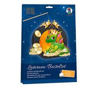 URSUS 18760002F Kit de bricolage Dragon avec pièce de découpe, carton de bricolage 220, papier transparent 115 g/m², 2 feuilles de découpe, support de lanterne, bâton en bois