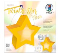 URSUS 1883 00 01-Twinkle Star Gelb, 19,3 x 18,3 x 8 cm, 250 g/m², pour fabriquer des lanternes, kit de Bricolage DIY pour défilé aux lampions & déco, Paper, Neon Yellow, Taille Unique