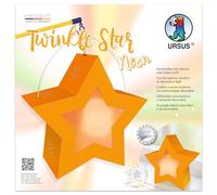 URSUS 1883 00 03-Twinkle Star Neon Orange, 19,3 x 18,3 x 8 cm, 250 g/m², pour fabriquer des lanternes, Kit de bricolage DIY pour défilé aux lampions & déco, Paper, Taille Unique