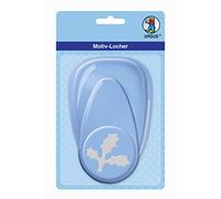 URSUS 19450029 Perforatrice à motifs, feuille Ilex en plastique, env. 50,8 mm, manipulation facile grâce à la fonction levier et à la fonction de récupération pratique Bleu