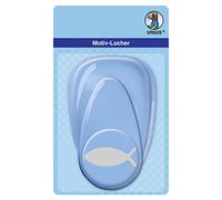 Ursus 19450086 Perforatrice à Motif avec Levier Maxi, Poisson, Bleu, Motif découpé d'environ 50,8 mm, en Plastique avec Perforation en métal, Convient pour Les grammages de 160 220 g/m²