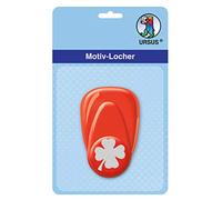 Ursus 19470015 - Perforatrice à Motif avec Levier, Petit trèfle, Rouge, Motif découpé env. 16 mm, en Plastique avec Perforation en métal, Convient pour grammage de 160 à 220 g/m²