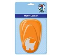 Ursus 19480065 Perforatrice à motif avec levier moyen, poussette, orange, motif découpé d'environ 25,4 mm, en plastique avec perforation en métal, convient pour les grammages de 160 220 g/m²
