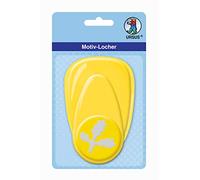 URSUS 19490029 Perforatrice à motif, en plastique jumbo, feuille Ilex env. 38,1 mm, manipulation facile grâce à la fonction levier et à la fonction de récupération pratique Jaune