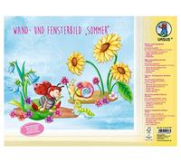 Ursus 21260099F Tableau Mural et fenêtre Été 5 Feuilles de Perforation Recto-Verso imprimées env. 24,8 x 33 cm avec pastilles adhésives et Instructions de Bricolage Multicolore