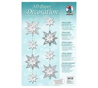 Ursus 21840099 - Décoration en Papier 3D - Motif étoiles - Argenté - pour 8 Grandes et 8 Petites étoiles - avec Instructions de Bricolage (français Non Garanti) - Idéal comme décoration de Mur, de