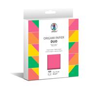 URSUS 22895599F-Origami Duo Neon, 100 feuilles 80 g/m², taille 15 x 15 cm, plier recto-verso en différentes couleurs, instructions de pliage incluses, Papier, Normal