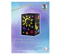 Ursus 2370099 - Kit de lanternes Soleil, Lune & étoiles, env. 14 x 20 cm, kit avec ébauche, couvercle et fond de lanterne en carton photo noir, étrier et instructions de bricolage, idéal pour la course de lanternes