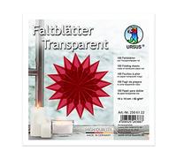 Ursus 2506122 Lot de 100 feuilles de papier transparent rouge transparent 14 x 14 cm 42 g/m² pour plier des figurines transparentes scintillantes