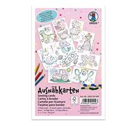 Ursus 28300099F Lot de 10 cartes à coudre pour enfant avec motifs pré-imprimés à broder et à colorier 11 x 17 cm Blanc