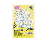 Ursus 28320099F Lot de 100 cartes à broder blanches avec motifs pré-imprimés à broder et à colorier 11 x 17 cm, Blanc.